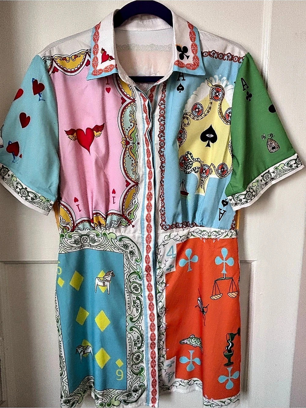 TFY Collection Playing Card poker rummy casino Print Shirt Dress Mini NO BELT